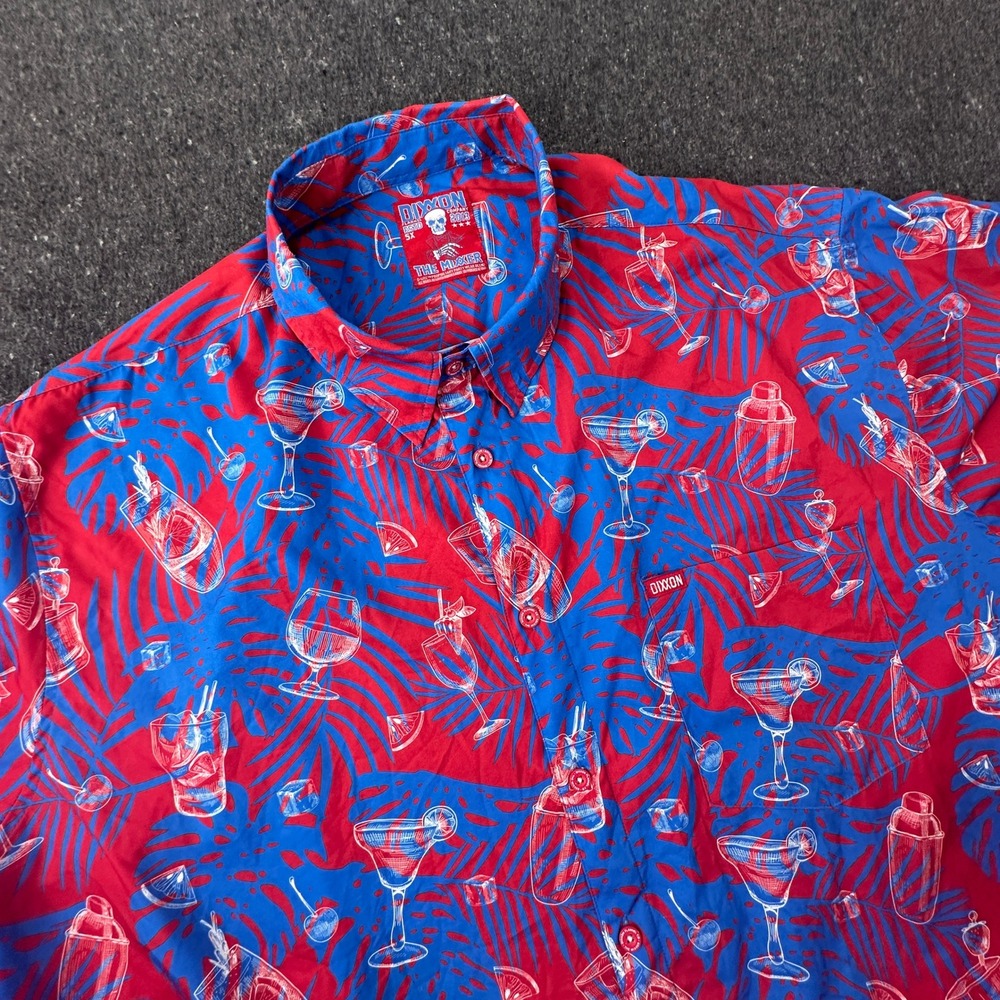 Dixxon Flannel Co The Mixer Men 5X Red Blue Cocktail Tropical Party Shirt SS